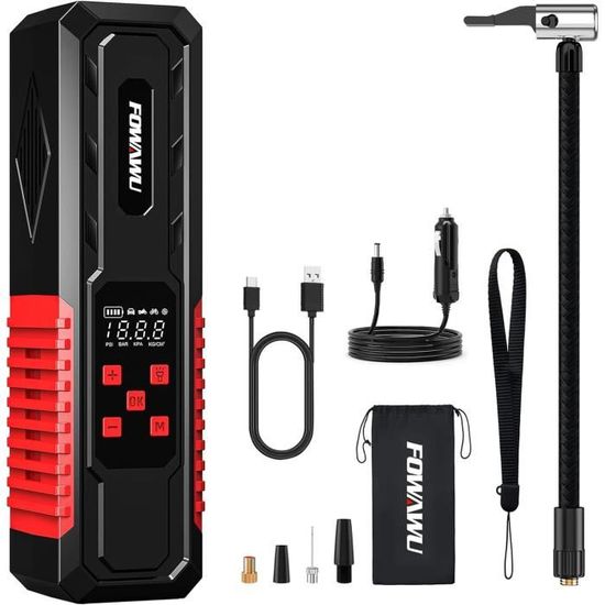 Pompe à Vélo électrique GPUTEK 150 PSI - 5200 MAh, Manomètre Numérique, Support Cadre - Neuf