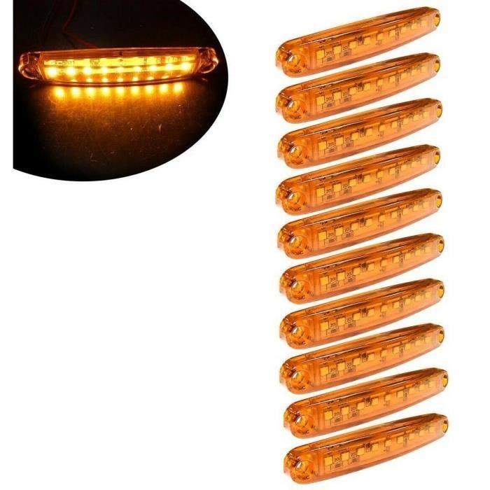 10 Pièces 9 Led Feux de Gabarit 12V Ambre Éclairage Caravane Remorque Camion Van
