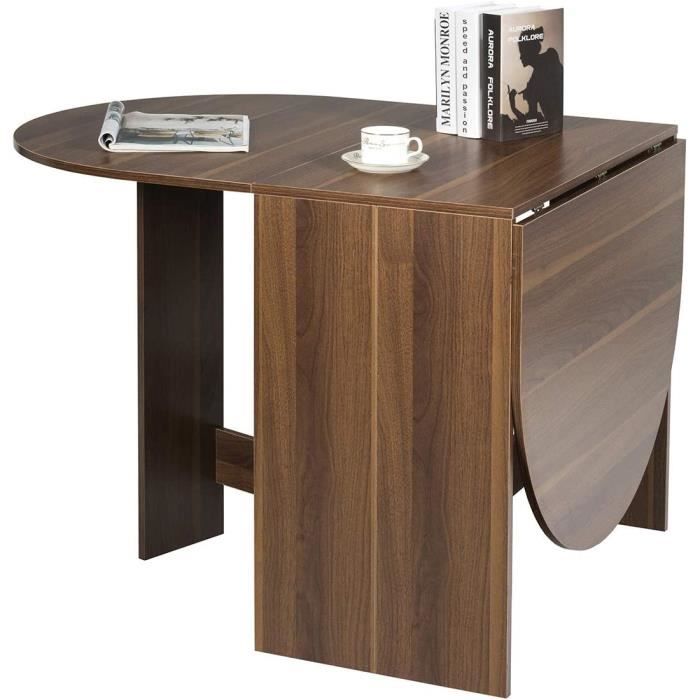 COSTWAY Table de Cuisine Salle à Manger Pliable 163x80x75CM Multifonctionelle en Bois Plateau Rond Ovale , Famille de 6 Personnes