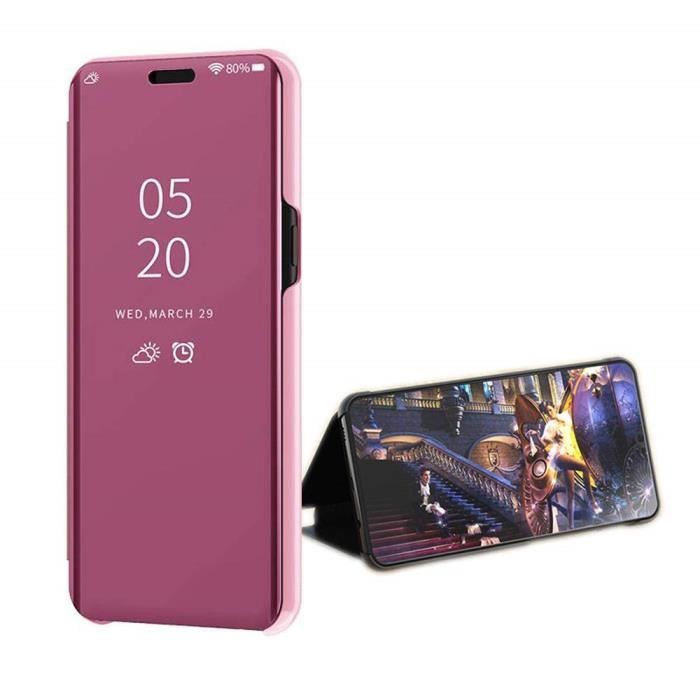 yanzi Coque Samsung Galaxy A70 Coque Or Rose Smartphone Slim Protection Miroir Housse Etui à Rabat Anti Antichoc Protection Etui