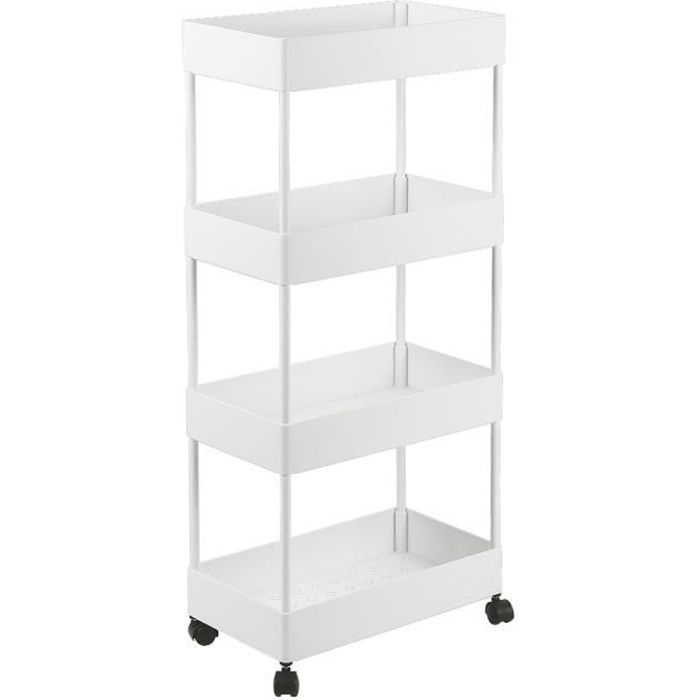 KEISHA Desserte métal ET ABS L 40 x P 22 x H 90 cm - Blanc laqué