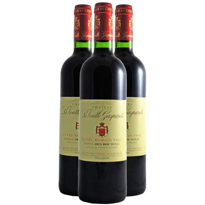 Corbières Cuvée Romain Pauc Rouge 2020 - Lot de 3x75cl - Château la Voulte Gasparets - Vin AOC Rouge du Languedoc - Roussillon