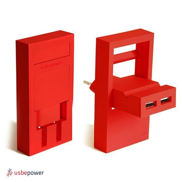 USBE POWER Chargeur secteur de poche Rock stand - Rouge