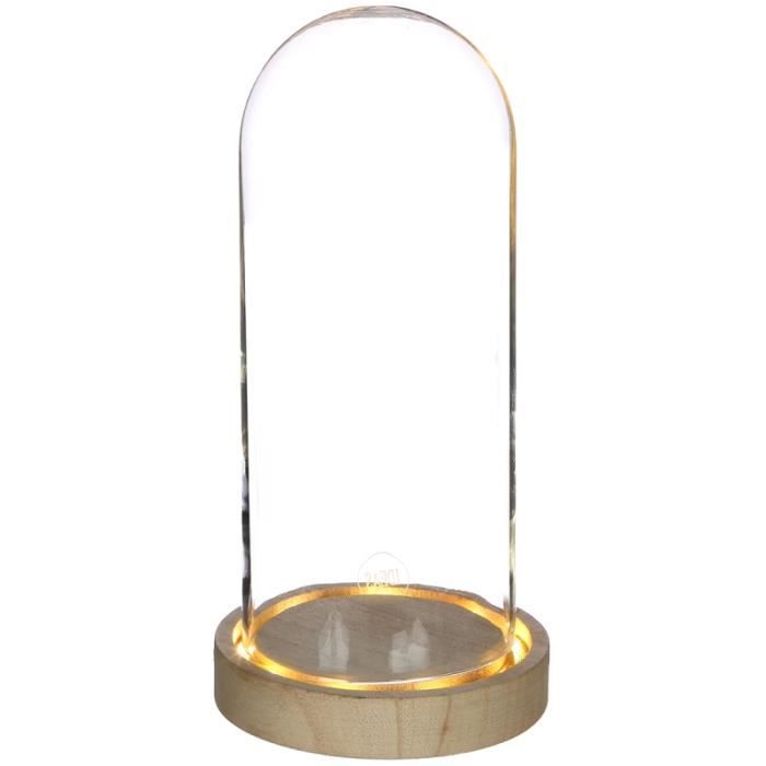 Cloche en verre avec socle lumineux - 10 x 20,5 cm