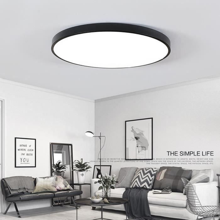 NEUFU Plafonnier LED Pour Lampe Vivante Salle de Bain Cuisine Lumière blanche 24W Noir