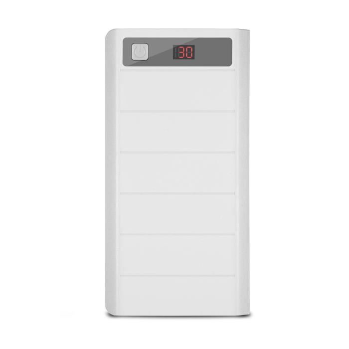 ARAMOX coque de banque de puissance 20000mAh 8 x 18650 Batteries Power Bank Kit Case Shell Dual USB + Type-C + Micro USB Port Blanc
