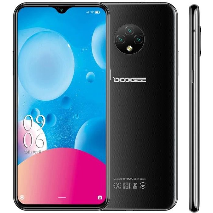 DOOGEE X95 Pro Smartphone 4G 6.52- Écran 4Go RAM 32Go ROM Caméras 13MP 4350mAh batterie Android 10 GPS Téléphone portable - Noir