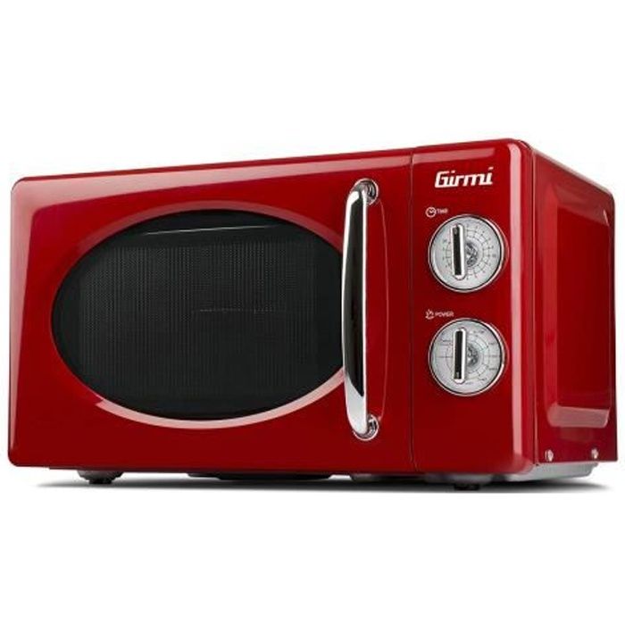 Girmi FM21 Four à micro-ondes avec compartiment vintage, 20 litres, 700 + 800 W, rouge