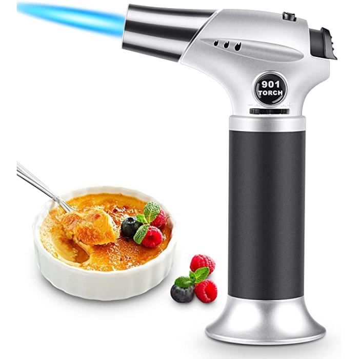 Chalumeau de Cuisine, Professionnelle Chalumeau Torche Culinaire avec La Serrure de Sécurité Réglable, Mini Flamme Briquet pour Arti