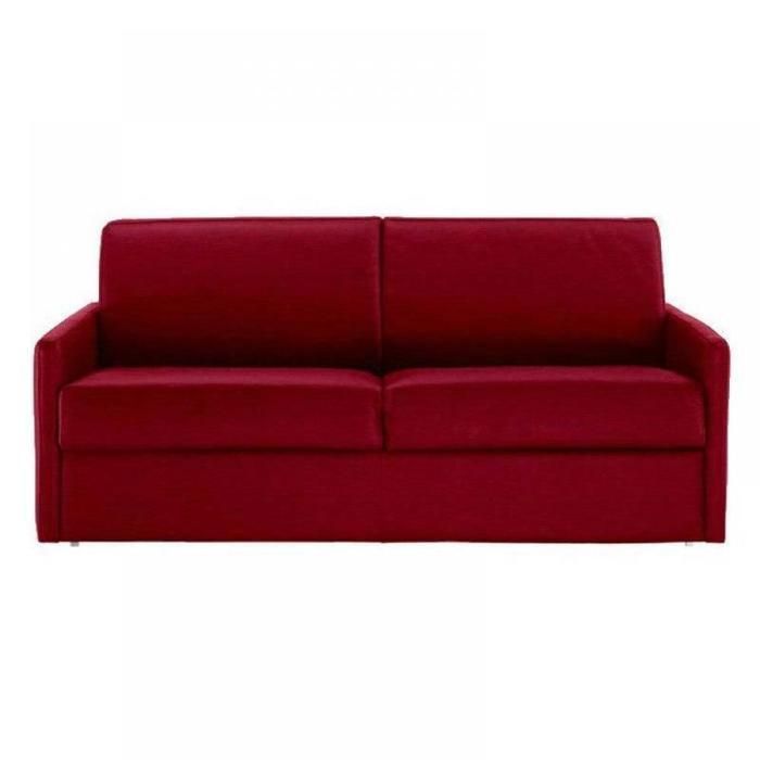 Canapé lit 3 places SUN convertible EXPRESS 140cm tweed rouge matelas épaisseur 16cm rouge Tissu Inside75