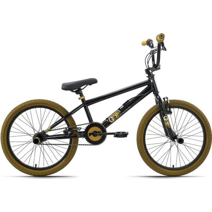 BMX 20'' - KS CYCLING - G-Acid - 8 Ans - 4 Pegs - Noir-Doré - Taille de Cadre 28 cm