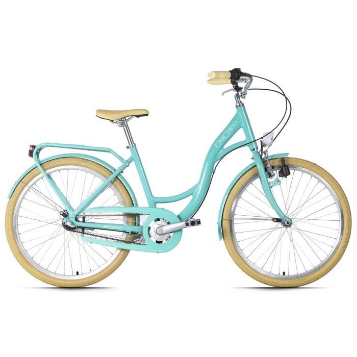Vélo enfant 24'' - DACAPO - Milano - 10 Ans - 3 Vitesses - Turquoise - Taille de Cadre 42 cm