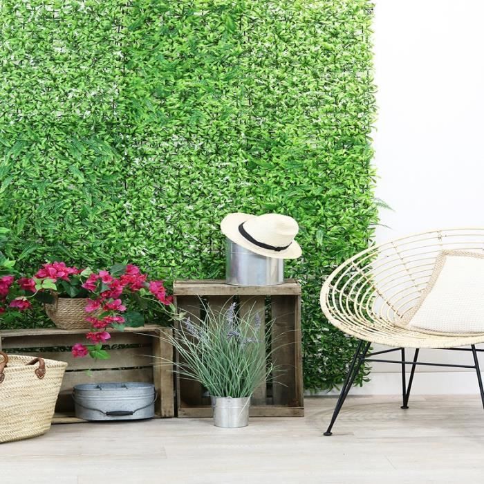 Mur Végétal Feuillage Artificiel H.40cm - Décoration Intérieur Maison Bureau - Faux Feuillage Vert Mural Kit à Composer - AGU