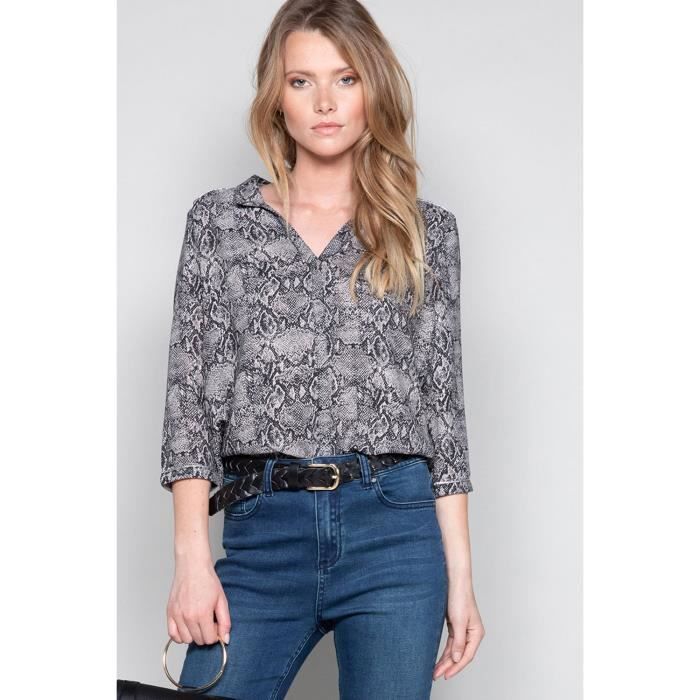 Blouse à imprimé python LUCE - Couleur - Grey Python, Taille - M