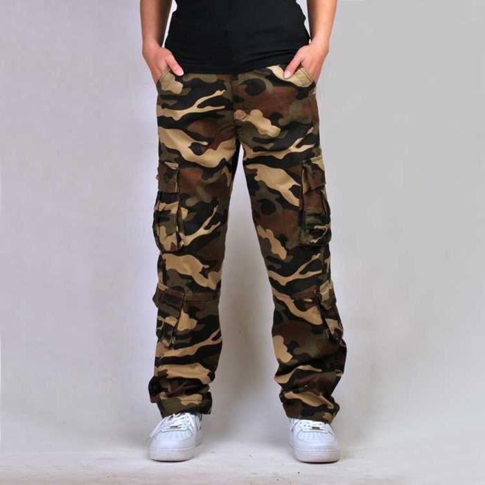 Homme pantalon treillis cargo pants Camouflage Casual Extérieur Multi-poches Pantalon #K01