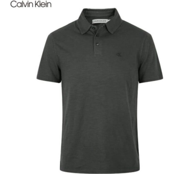 Calvin Klein Monogram Logo Slub Polo Shirt Homme