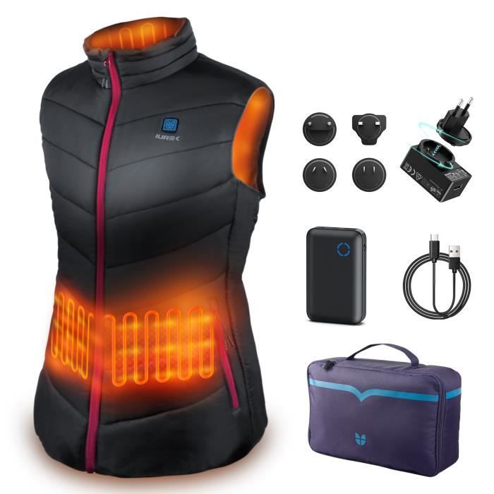 Gilet Chauffant pour Femme - IUREK ZD932 - Veste Thermique, avec batterie  10000mAh, 4 Zones de Chauffage, 3 Températures Noir - Cdiscount  Prêt-à-Porter