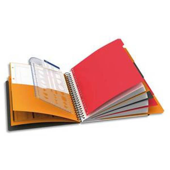 Lot de 5 Cahier MANAGERBOOK spirales, 160 pages perforées, 80g, spécifique, ligné projet, Format 21 x 31,8 cm, Couverture polypro