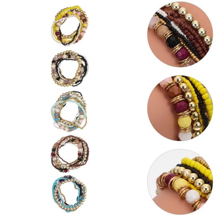 5pcs Bohemia Perles Femmes Bracelet Bohême Pour Femme Decor Cadeau bracelet - gourmette - jonc bijoux