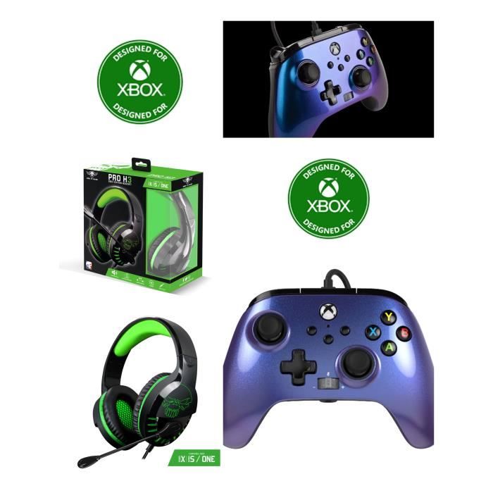 Pack Manette XBOX ONE-S-X-PC NEBULA EDITION Officielle + Casque Gamer PRO H3 SPIRIT OF GAMER XBOX ONE/S/X/PC