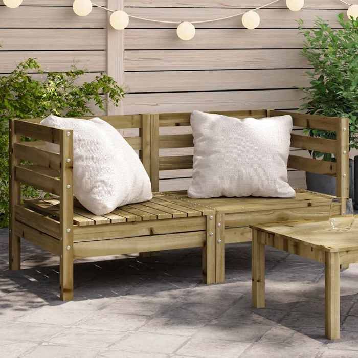 Canapés d'angle de jardin 2 pcs Bois de pin - vue 2