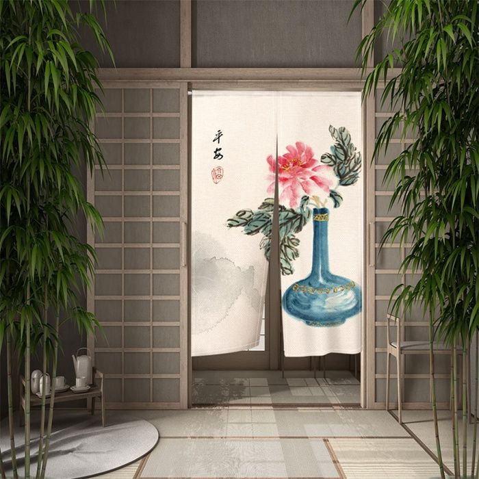 Noren Japonais Rideau Porte Floral Gloire Du Matin – Art Traditionnel Japon Cosmo 85x30 Cm