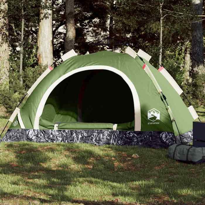 vidaXL Tente de camping 4 personnes vert libération rapide tente abri de camping abri de jardin tente de jardin abri 4004169