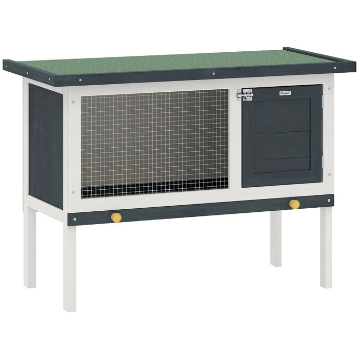Meilleurs prix pour Cage à lapin - PawHut - sur pied - avec niche intérieur toit ouvrant porte verrouillable - 90 x 45 x 65 cm - noir blanc
