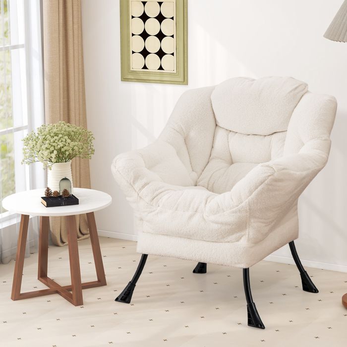 GIANTEX Fauteuil Relax avec Oreiller+ Poche Latérale- Fauteuil Rembourré Moderne- Cadre en Fer- pour Salon/Bureau/Chambre- Beige GIANTEX Fauteuil Relax avec Oreiller+ Poche Latérale- Fauteuil Rembourré Moderne- Cadre en Fer- pour Salon/Bureau/Chambre- Beige