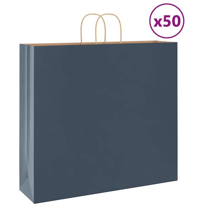 VEVOR Sacs Papier Kraft Lot De 100 Avec Poignées - 406x152x308mm Grands Sacs Cadeaux & Courses Réutilisables