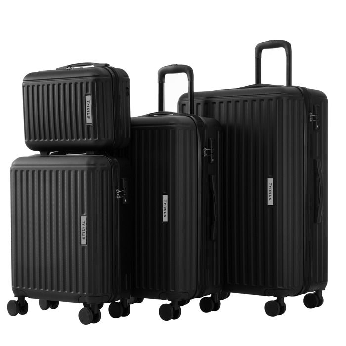 Lot 4 Valises ABS Rigides - 19, 24, 28 Pouces + Trousse 14 Pouces - Roues 360°, Serrure à Combinaison - Vert Menthe