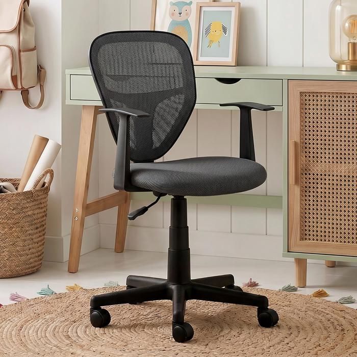 Chaise de bureau pour enfant STUDIO fauteuil pivotant et ergonomique avec accoudoirs siège à roulettes hauteur réglable mesh gris Chaise de bureau pour enfant STUDIO fauteuil pivotant et ergonomique avec accoudoirs siège à roulettes hauteur réglable mesh gris