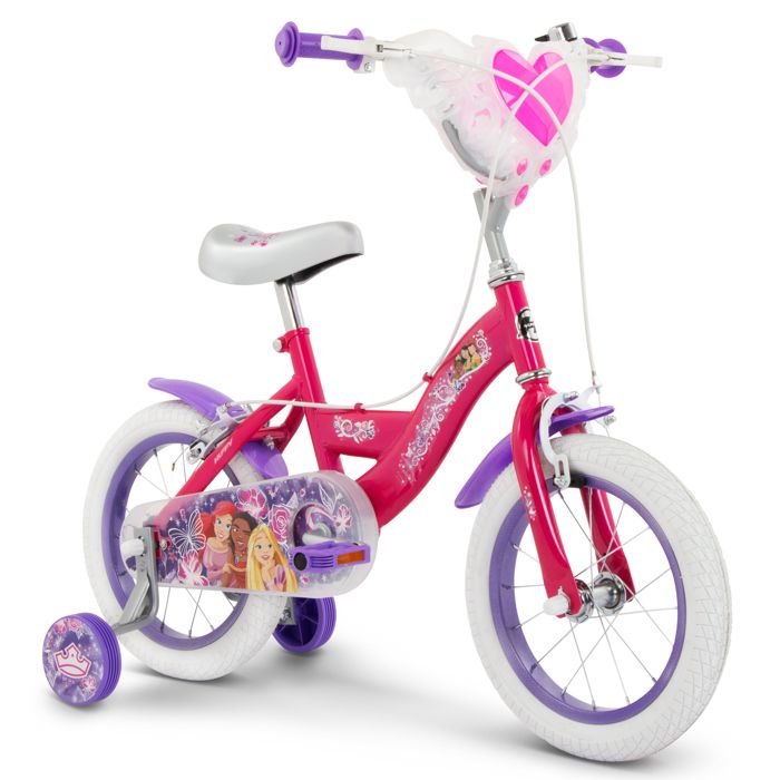 Vélo Enfant Disney - Princess - Roues 14 - Age 4-6 ans - 2 Freins - Stabilisateurs - Rose - Produit HUFFY