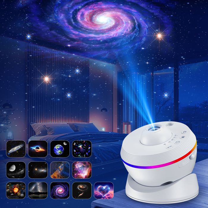 Projecteur Ciel étoilé 13 En 1 - Planetarium Domestique 4K, Rotation 360°, Minuterie - Pour Chambre, Décoration Ambiance