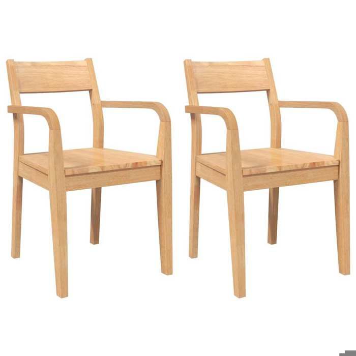 SOLO Chaises de Cuisine et Salon - 2 pcs - Fauteuil salon - bois massif naturel caoutchouc LL253
