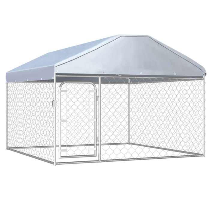 Meilleurs prix pour Automne/hiverChenil extérieur avec toit pour chiens 200x200x135cm - HAuteur:135cm - Grande Taille &FR_773743