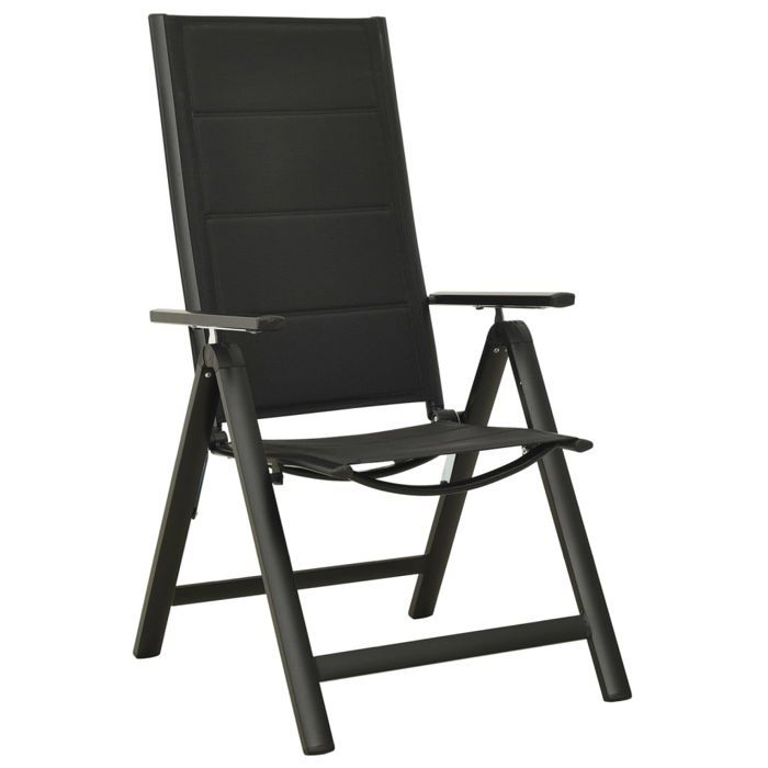 SALE 2026Chaises pliables de jardin - lot de 2 - Fauteuils de Jardin - Textilène et aluminium Noir56x65-110x76-109cm 10.28 Kg 520