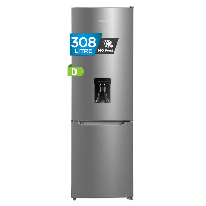 Réfrigérateur Congélateur Bas COMFEE - 308L(222L+86L) - Classe D - No Frost - L 63 cm x H 188 cm - Distributeur deau - Inox