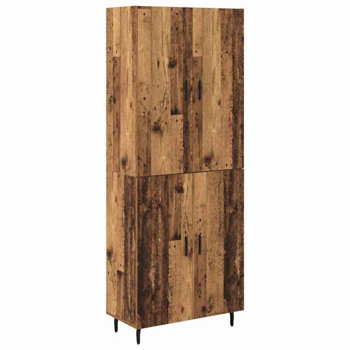 Armoire haute moderne - vidaXL - Bois ancien - 695x34x180 cm - Bois aggloméré et verre - 4 portes - Rangement efficace