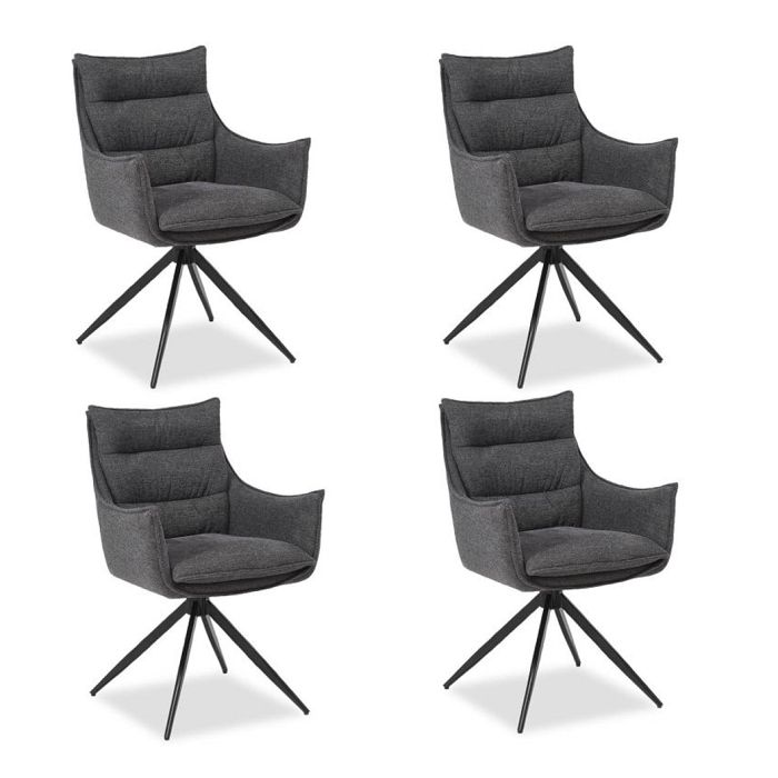 Chaises salle à manger lot de 4 tissu anthracite Chaises salle à manger lot de 4 tissu anthracite