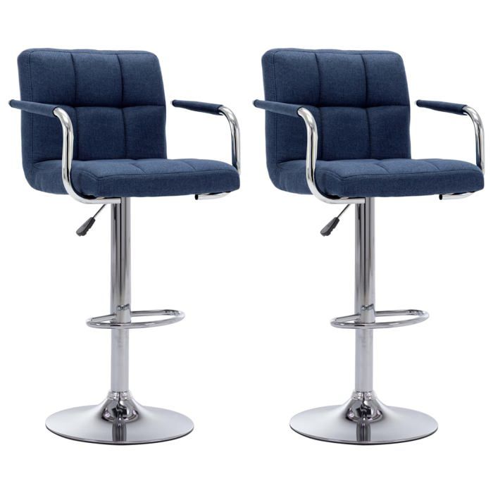 SALE 2026 Tabouret/Chaise de bar Bleu - Chaises de bar lot de 2 bleu tissu PRO361687786