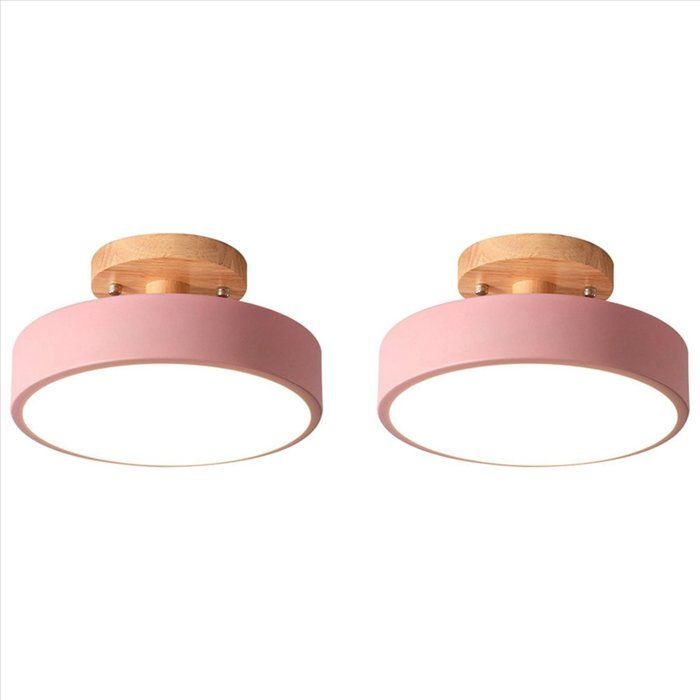 2X Plafonniers Moderne LED Luminaire Nordique En Bois Luminaire Intérieur Cuisine Salon Chambre Salle de -Rose