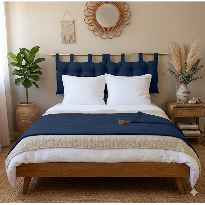 Edredon bout de lit en coton 90 x 190 cm Cocon bleu marine Edredon bout de lit en coton 90 x 190 cm Cocon bleu marine