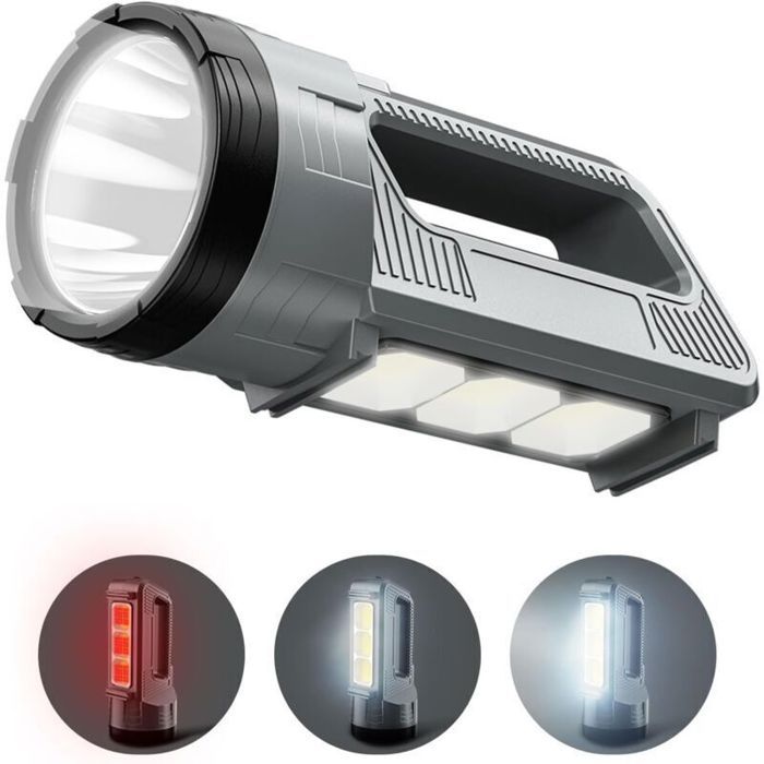 Lampe de poche - PZCC - LED rechargeable - 6000 lm - 6 modes - USB-C & powerbank