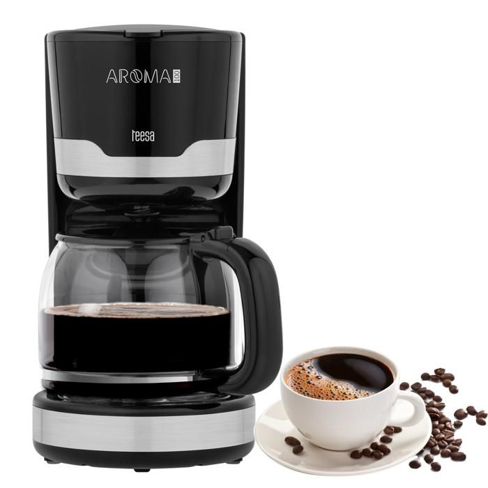 Cafetière Filtre Teesa Aroma 100 1 5 Litre Verseuse en Verre Filtre Permanent Nylon Système Anti-gouttes