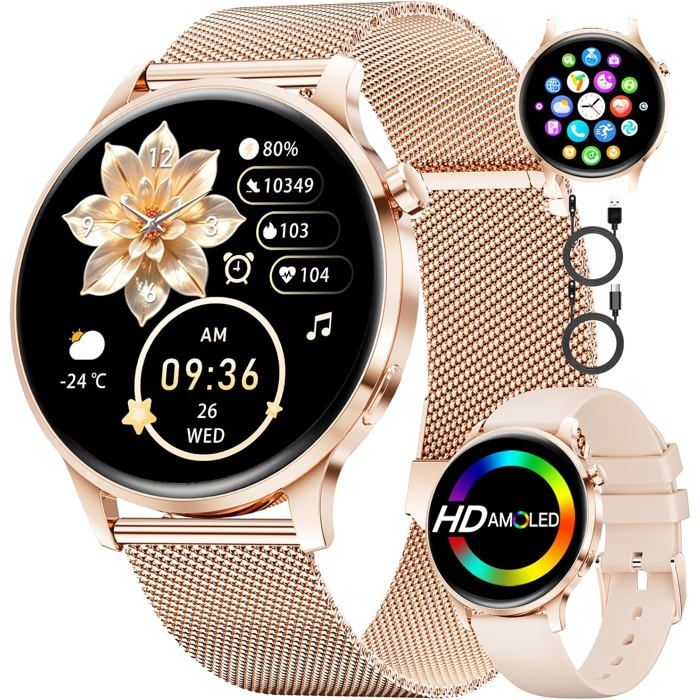 Montre Connectée Smartwatch 132 AMOLED - Sport Femme Appels Bluetooth 110 Modes IP68