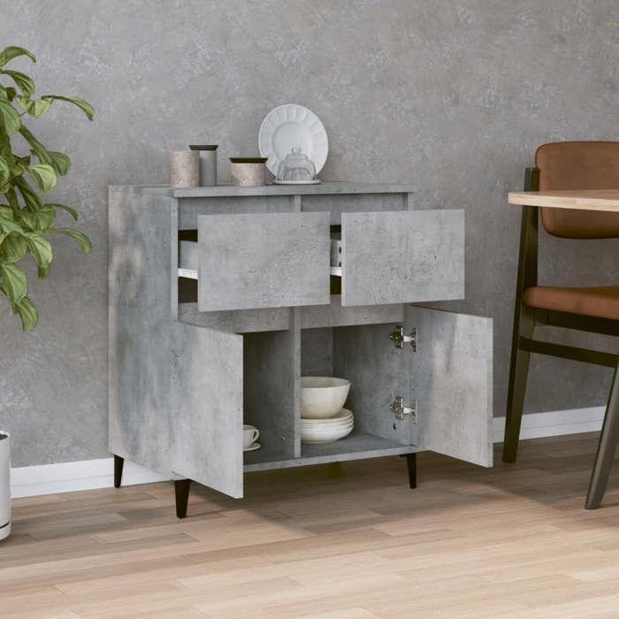 Armoire Vaisselier Durable - Gris - Buffet de cuisine - avec Rangement - Gris béton - 60x35x70cm - Bois dingénierie LH8675246