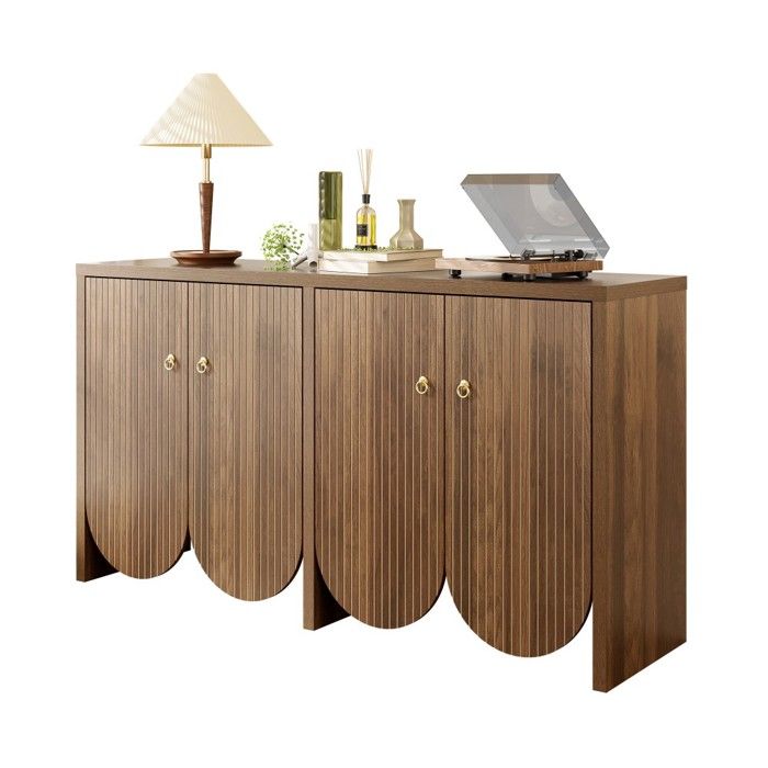 Buffet Bahut Noyer 147x40x80cm 4 Portes Étagères Réglables Rangement Salon Salle à Manger Entrée Buffet Bahut Noyer 147x40x80cm 4 Portes Étagères Réglables Rangement Salon Salle à Manger Entrée