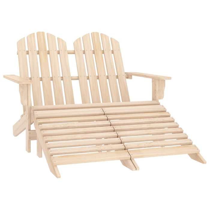 Chaise de terrasse confortable 1 PC Fauteuil Extérieur Adirondack 2 places et repose-pied sapin LL3554