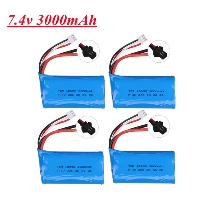 Batterie Lipo 7.4V 1200mAh - Prise SM Noire - Pour Jouets électriques RC - Puissante Et Durable - Protections Incluses